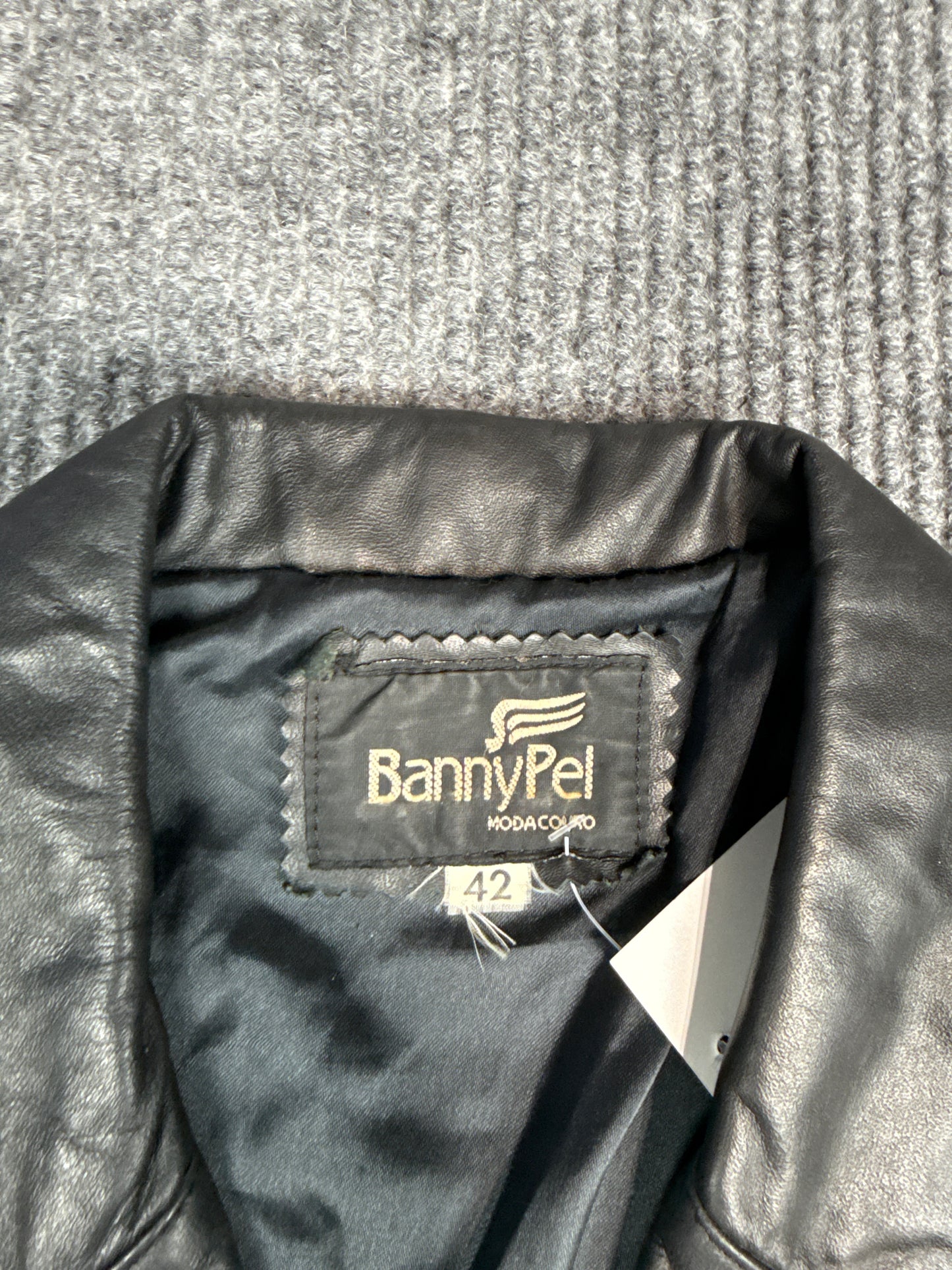 BannyPel Black Leather Button-Up Jacket (S)