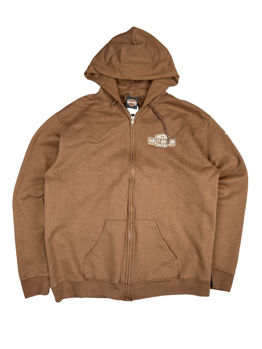 Harley-Davidson Brown Zip-Up Hoodie (L)