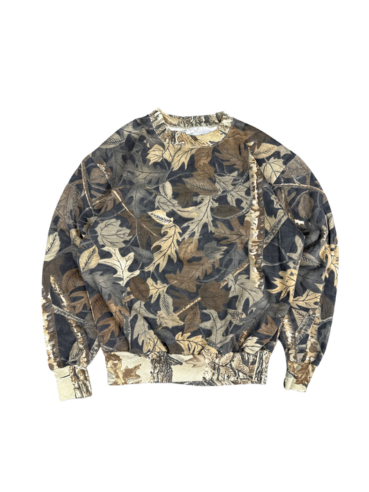 1980s Hunting Camo Leaf Pattern Sweatshirt (M)