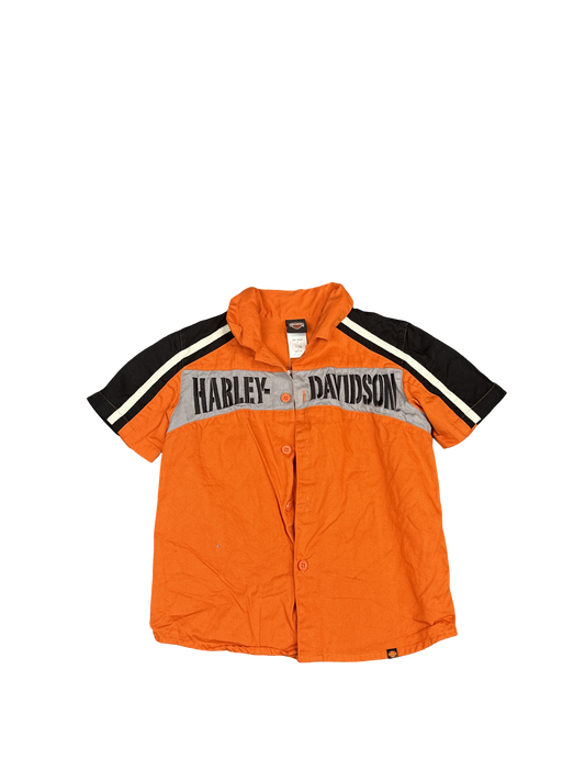 Harley-Davidson Orange Colorblock Button-Up Shirt (S)