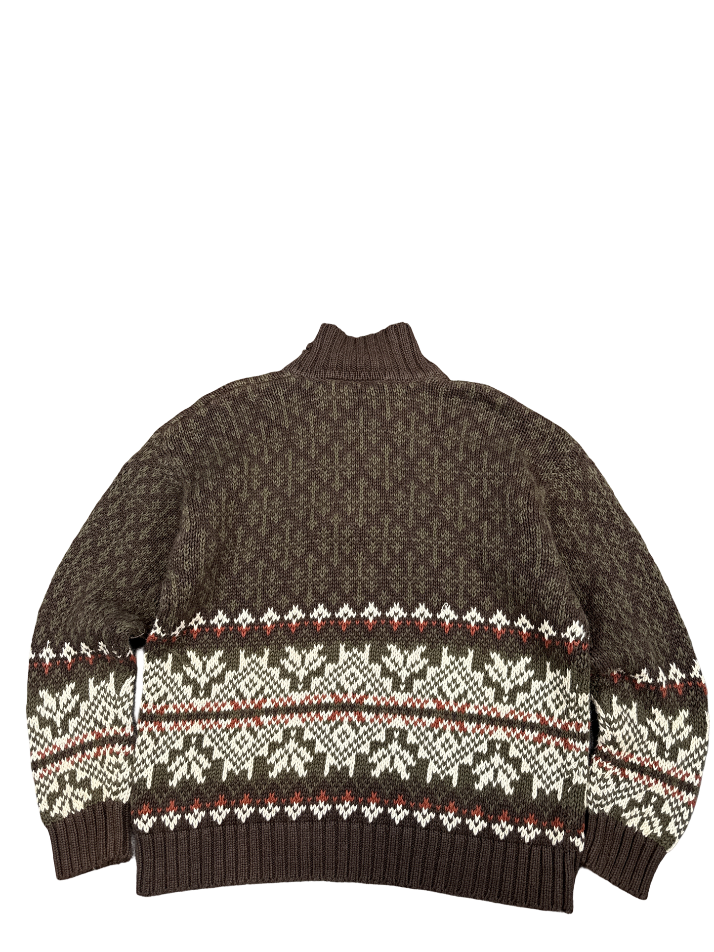 1990s B. Moss Nordic Knit Half-Zip Sweater (L)