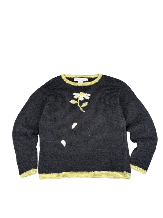 Nomadic Traders Handknit Daisy Flower Sweater (M)