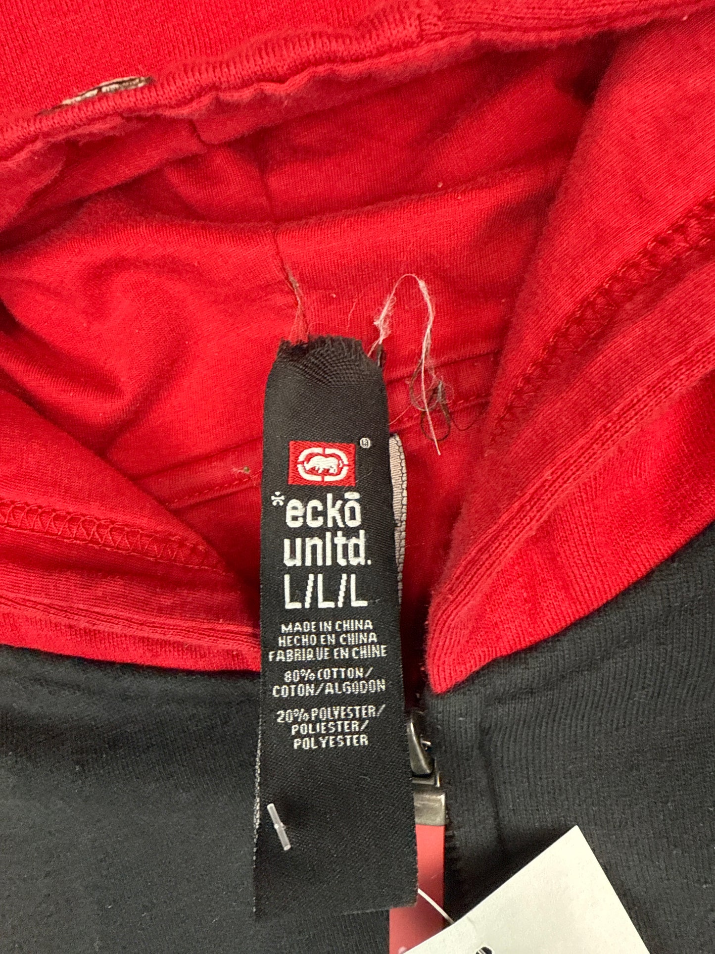 Y2K Ecko Unltd Red and Black Zip-Up Hoodie (L)
