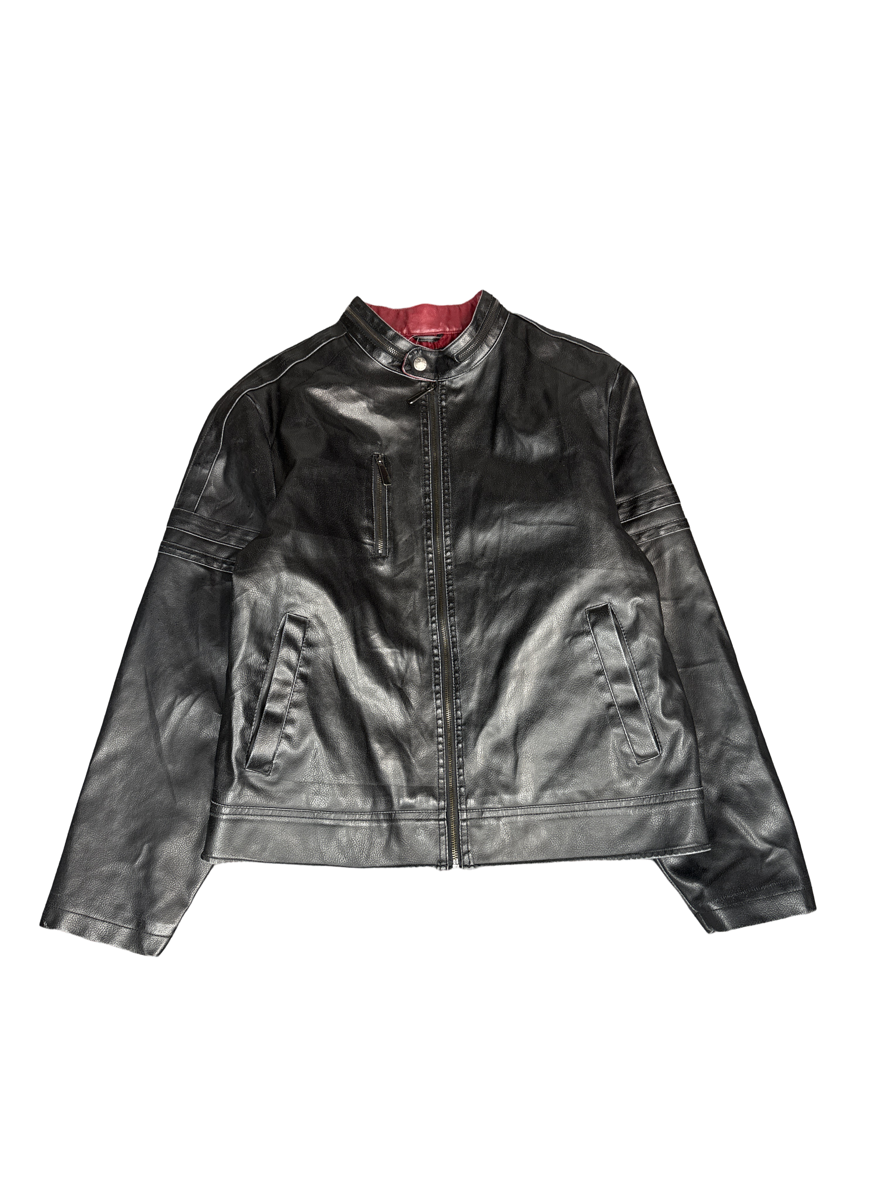 Brave Soul Black Faux Leather Moto Jacket (L)