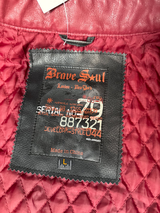 Brave Soul Black Faux Leather Moto Jacket (L)