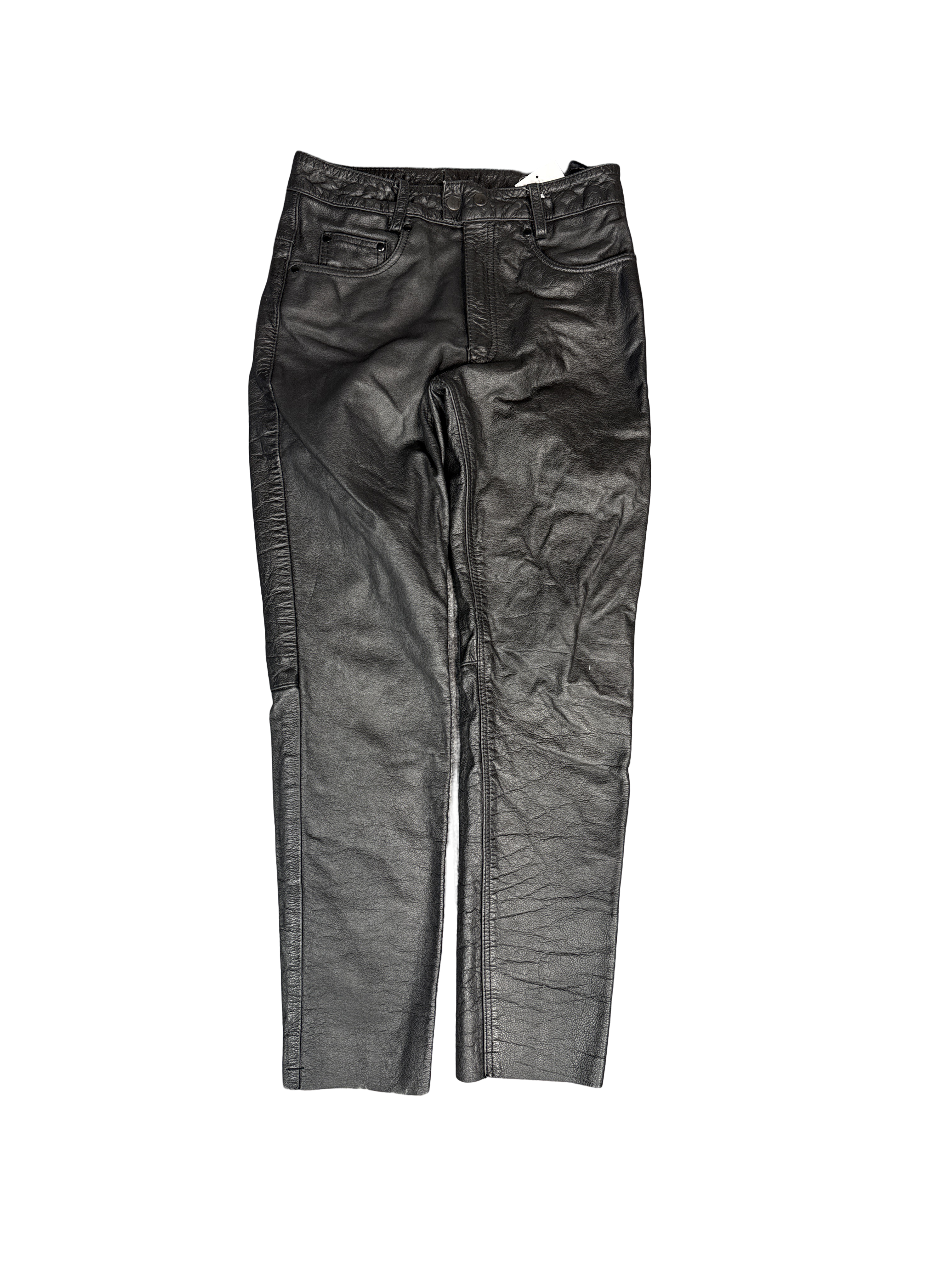 Alpha Cycle Gear Black Leather Motorcycle Pants (30)