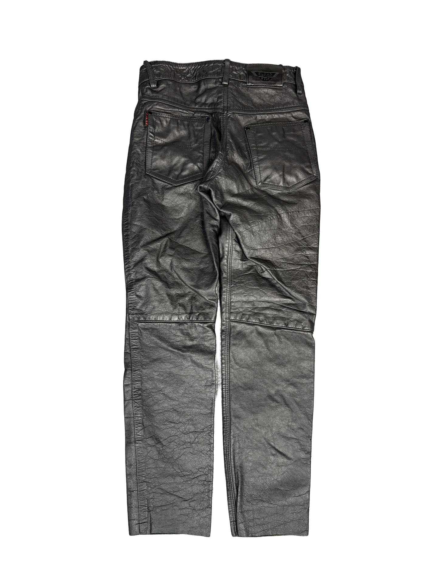 Alpha Cycle Gear Black Leather Motorcycle Pants (30)