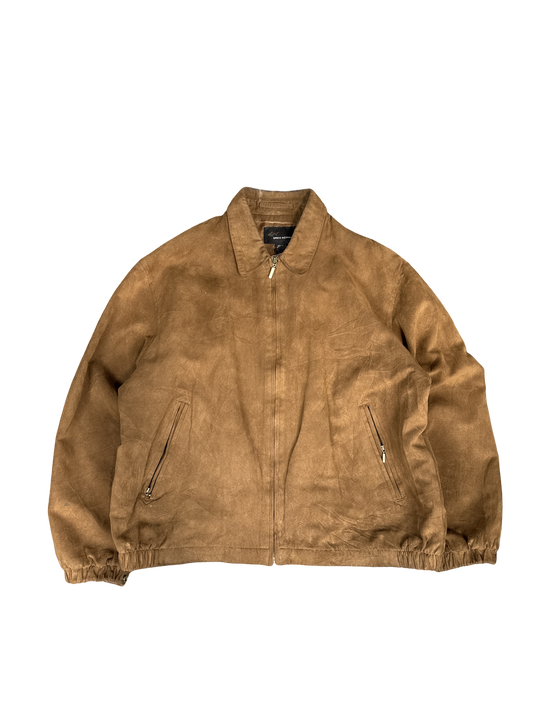 Greg Norman Suede-Look Brown Zip Jacket (L)