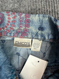 Embroidered Chico's Denim Jacket with Mandala Pattern (M)