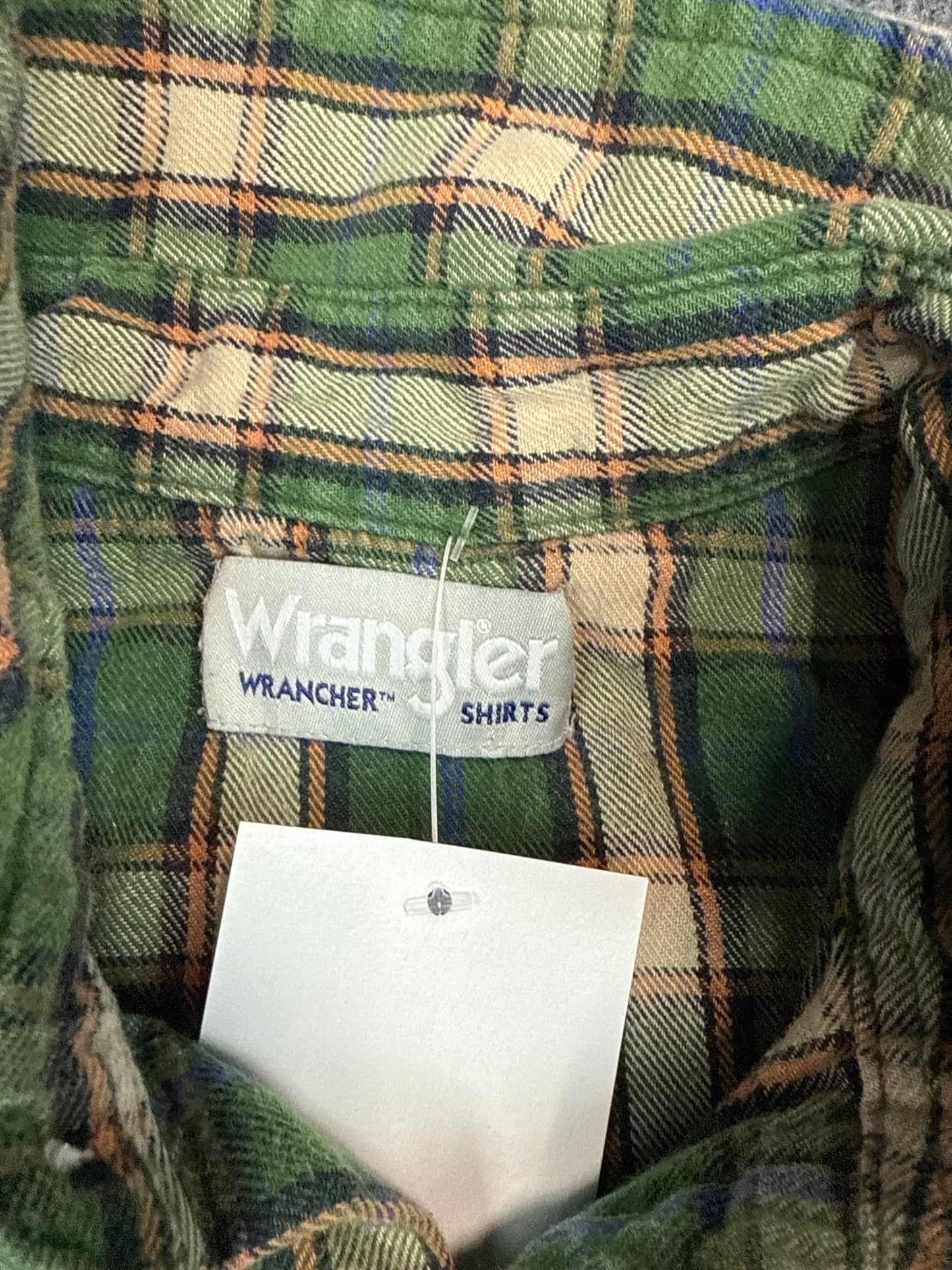 Wrangler Green Plaid Western Flannel Button-Up (M)