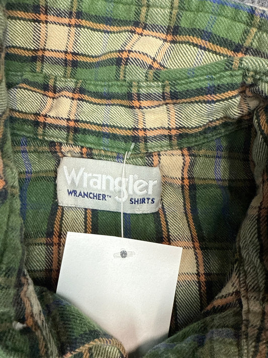 Wrangler Green Plaid Western Flannel Button-Up (M)