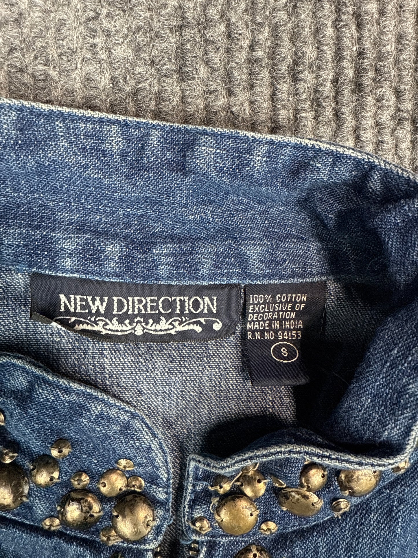 Y2K New Direction Studded Denim Jacket (S)
