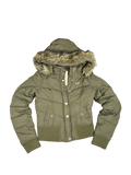 Hollister Olive Puffer Jacket with Faux Fur Hood (M)