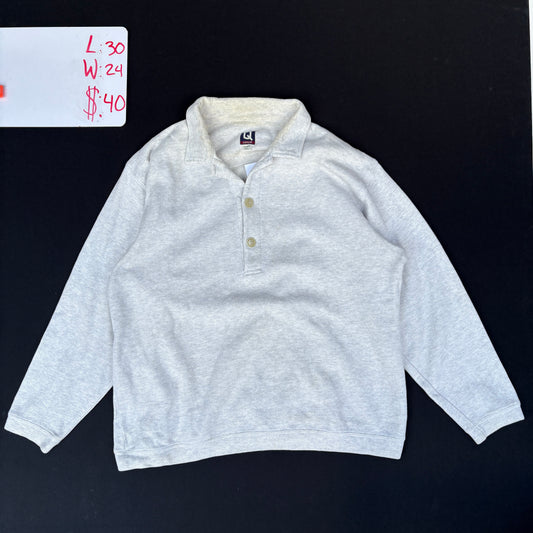 1990s Quiksilver Gray Button Mock Neck Pullover (XL)