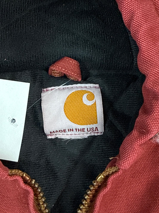 90s Carhartt Red Duck Canvas Hooded Jacket (L)