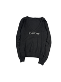 Y2K Bebe Rhinestone Logo V-Neck Pullover (S)
