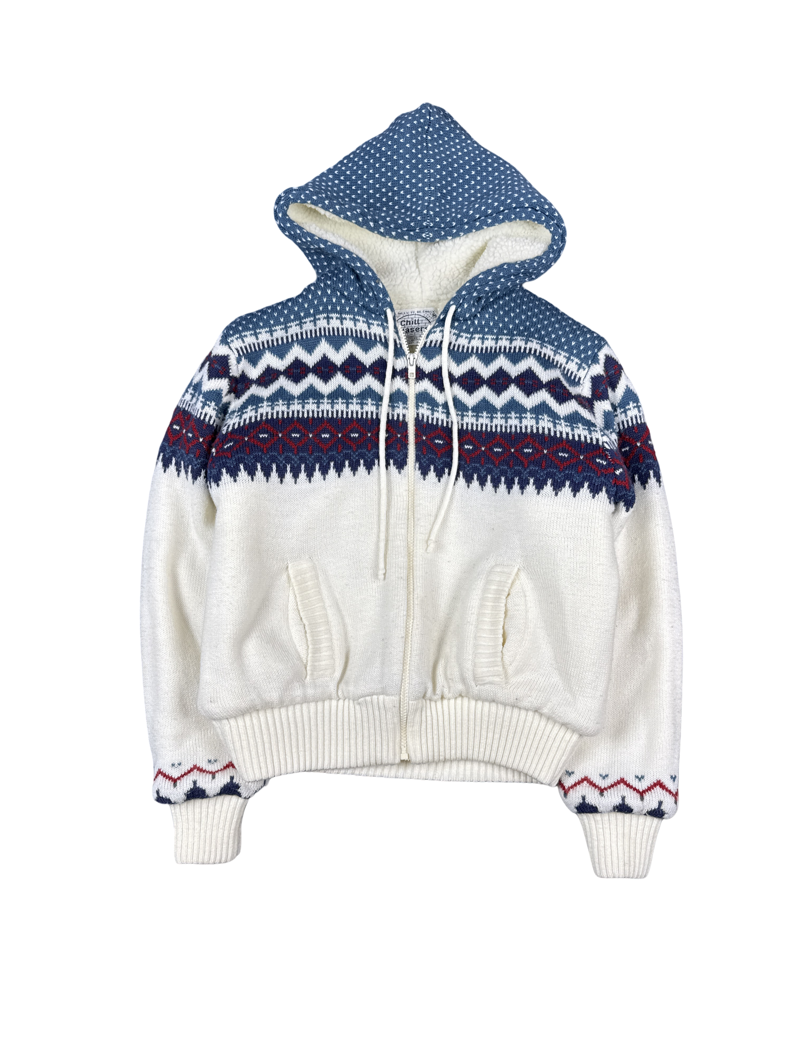 1980s Chill Chasers Nordic Knit Zip Hoodie (M)