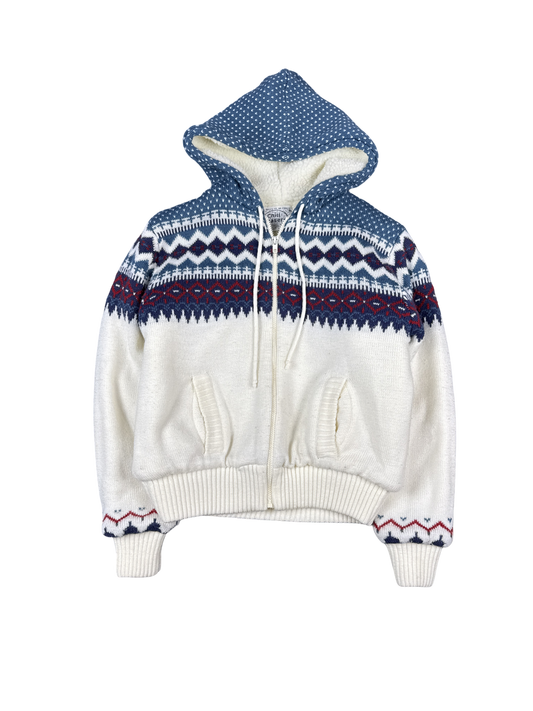 1980s Chill Chasers Nordic Knit Zip Hoodie (M)