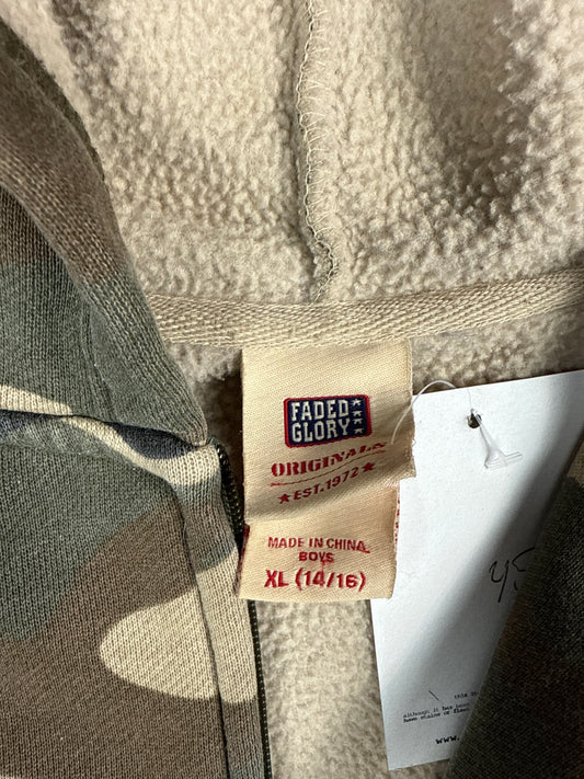 Camo Fleece-Lined Zip Hoodie – Faded Glory (XL)