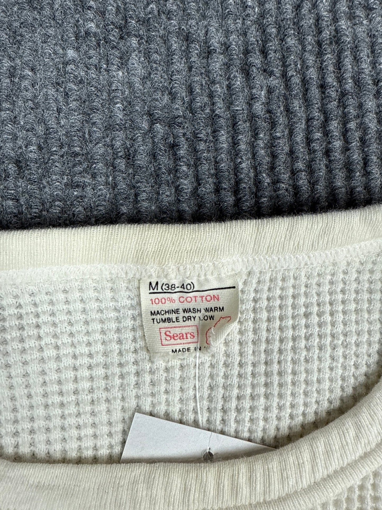 Vintage Sears Thermal Waffle Knit Pullover (M)