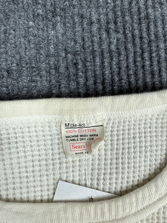 Vintage Sears Thermal Waffle Knit Pullover (M)