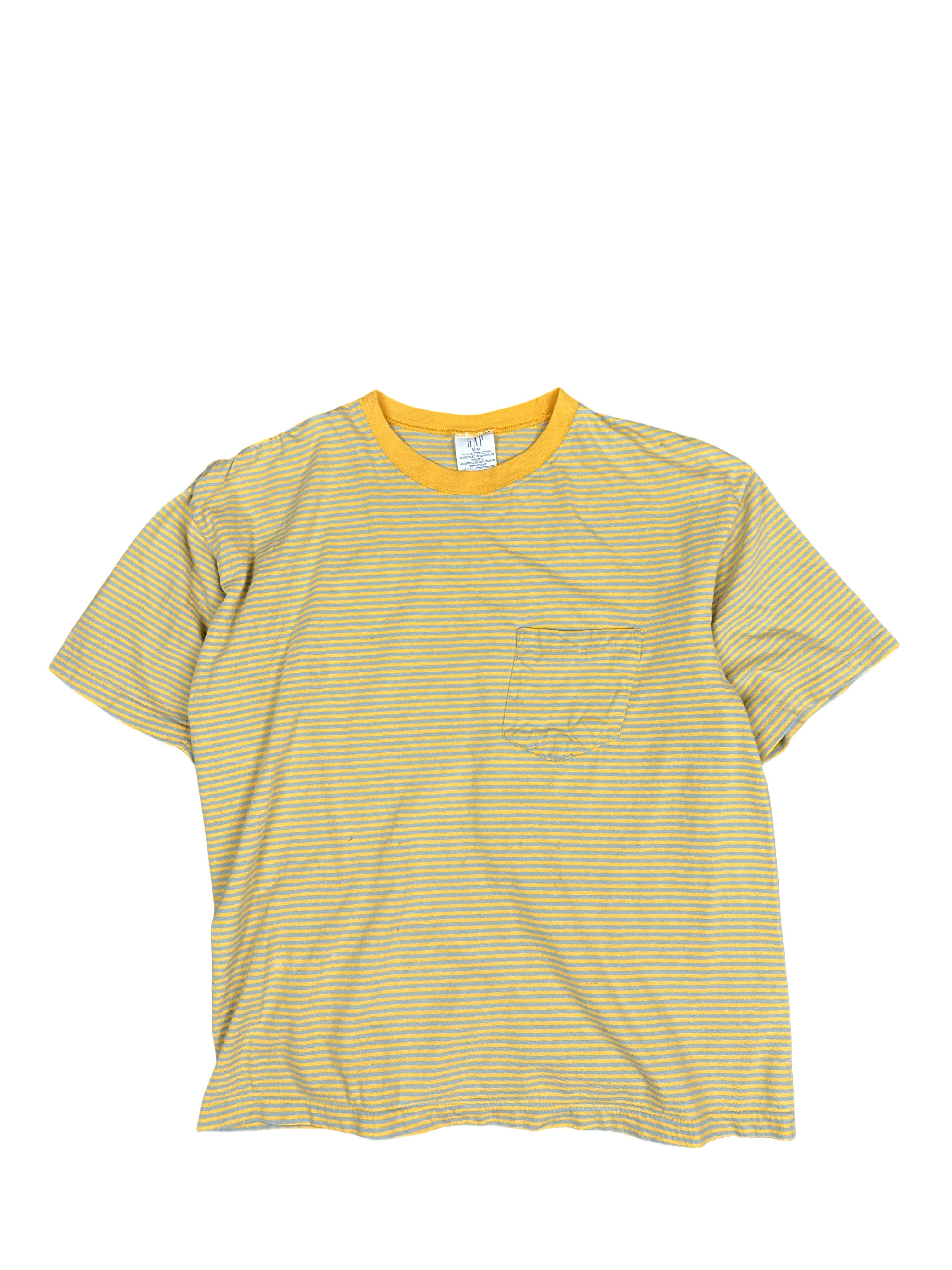 GAP Yellow Striped Pocket Tee (M)