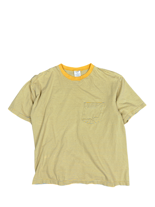 GAP Yellow Striped Pocket Tee (M)