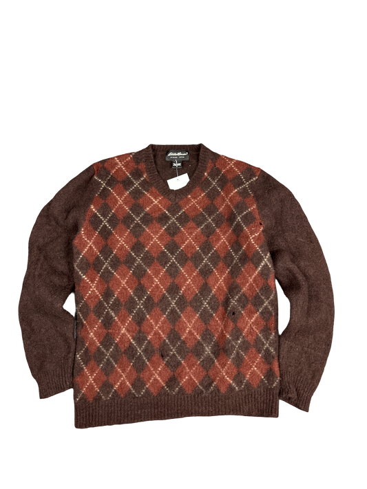 Eddie Bauer Argyle Lambswool Pullover Sweater (S)