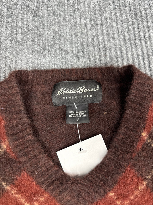 Eddie Bauer Argyle Lambswool Pullover Sweater (S)