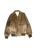 Distressed Leather Bomber Jacket (S)
