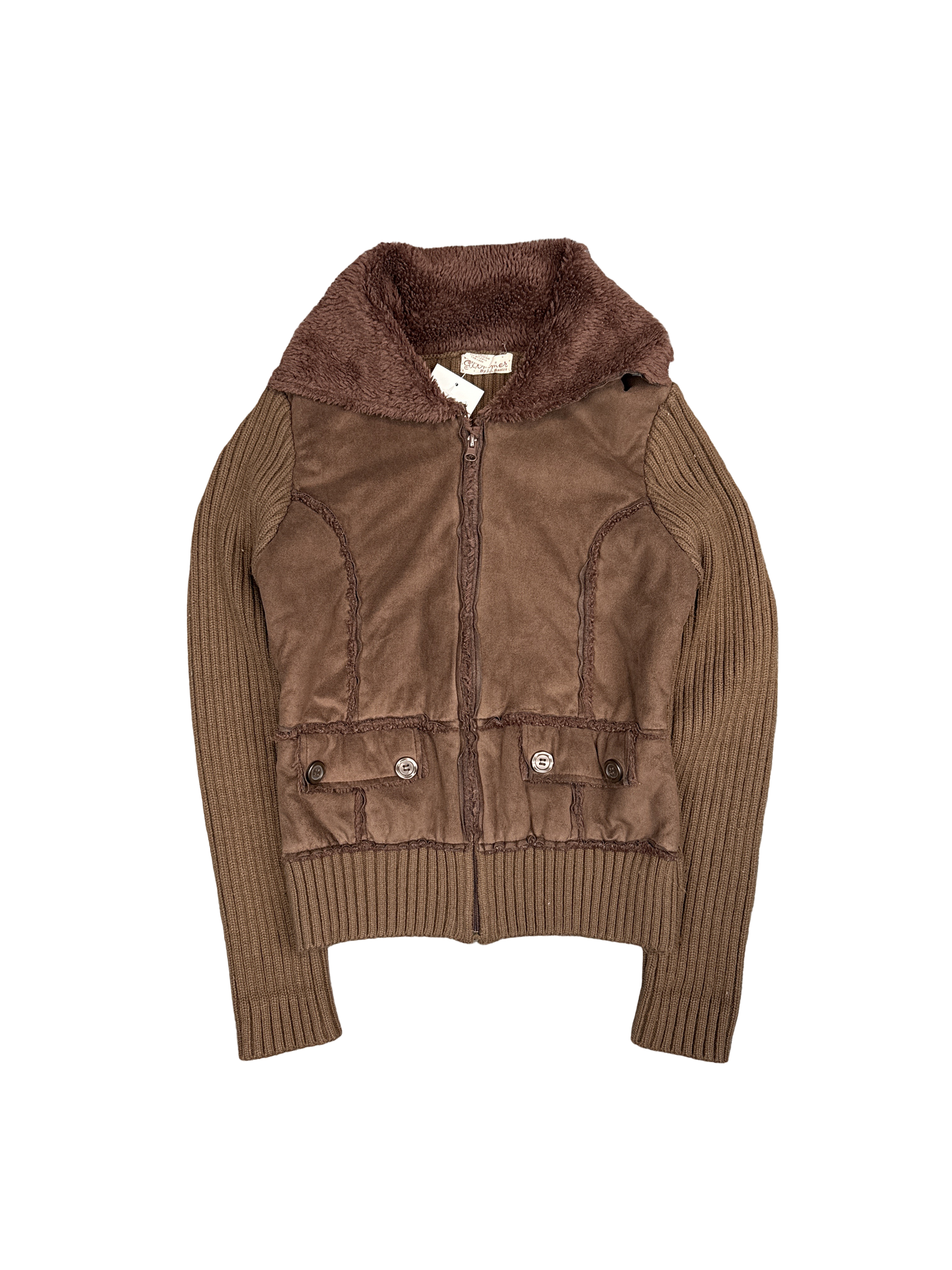 Y2K Glimmer Faux Suede Knit Pullover Jacket (S)