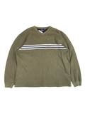 Y2K Cherokee Olive Stripe Cotton Pullover (L)