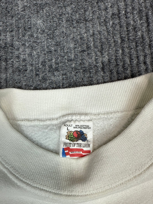 1990s Fruit of the Loom 'I Am Smiling' Cat Graphic Sweatshirt (L)