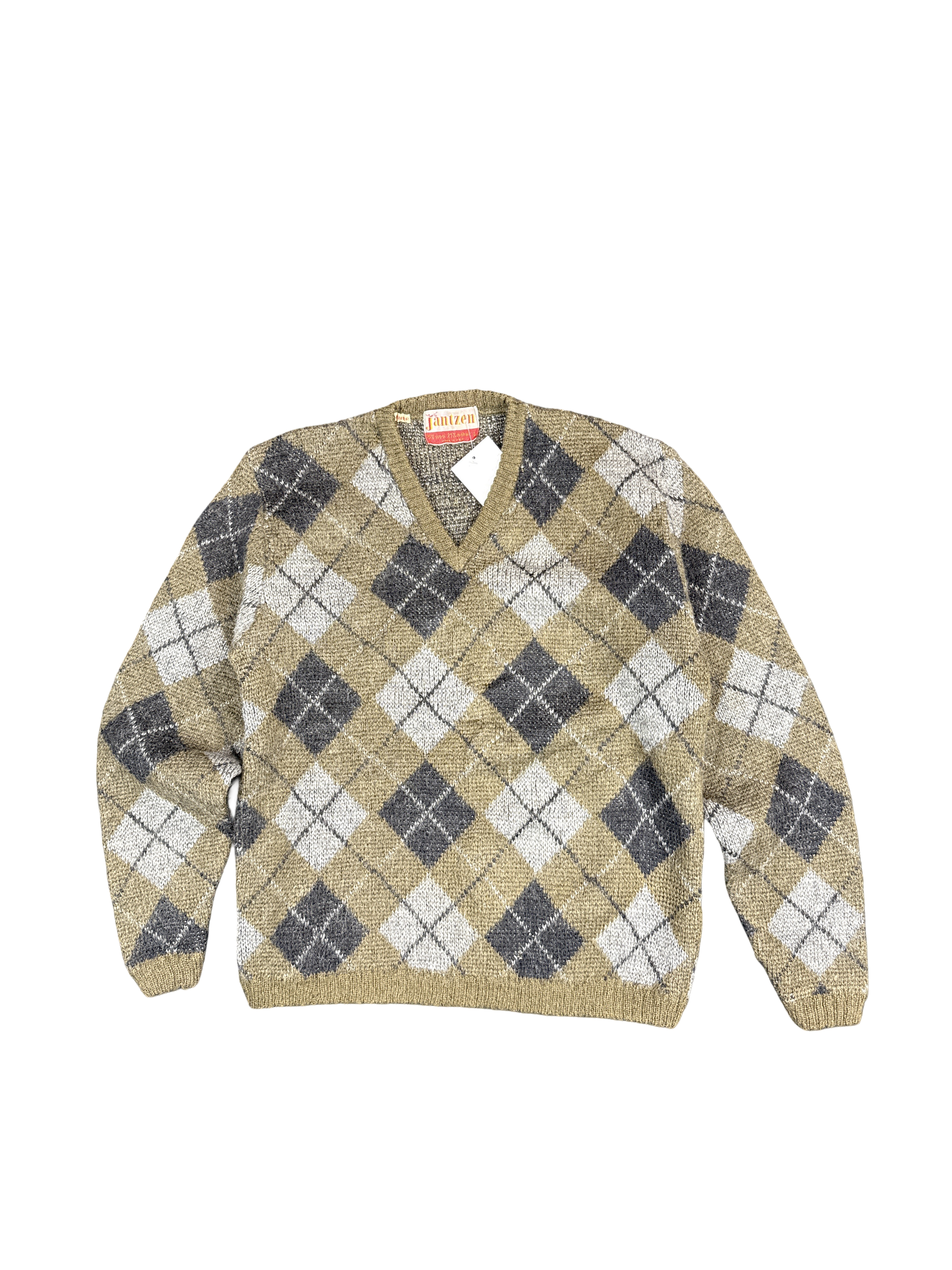 1960s Jantzen Wool Mohair Argyle Pullover Sweater (L)