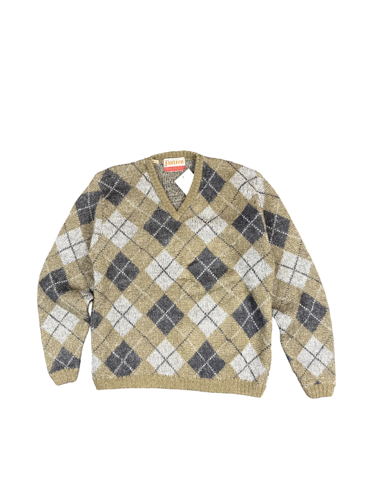 1960s Jantzen Wool Mohair Argyle Pullover Sweater (L)