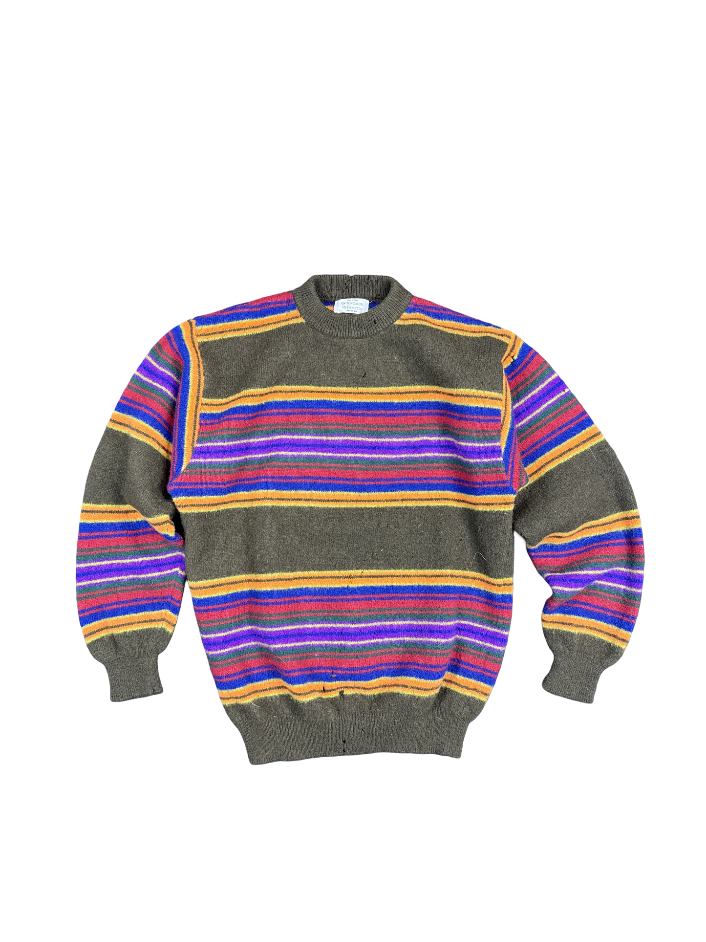 1990s United Colors of Benetton Shetland Wool Striped Sweater (M)