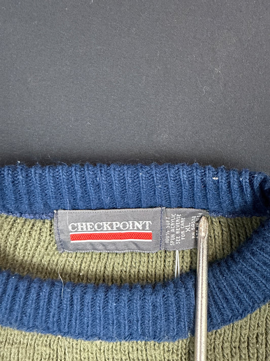 1990s Checkpoint Multicolor Knit Pullover Sweater (XL)