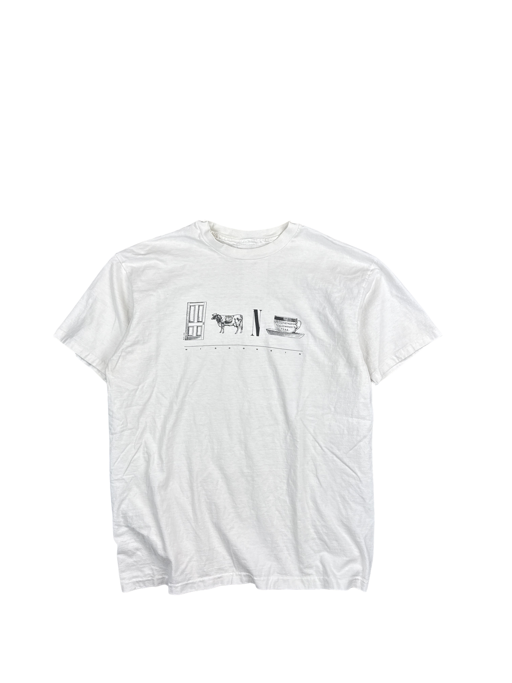 Minimal Graphic Cow and Teacup T-Shirt (M)