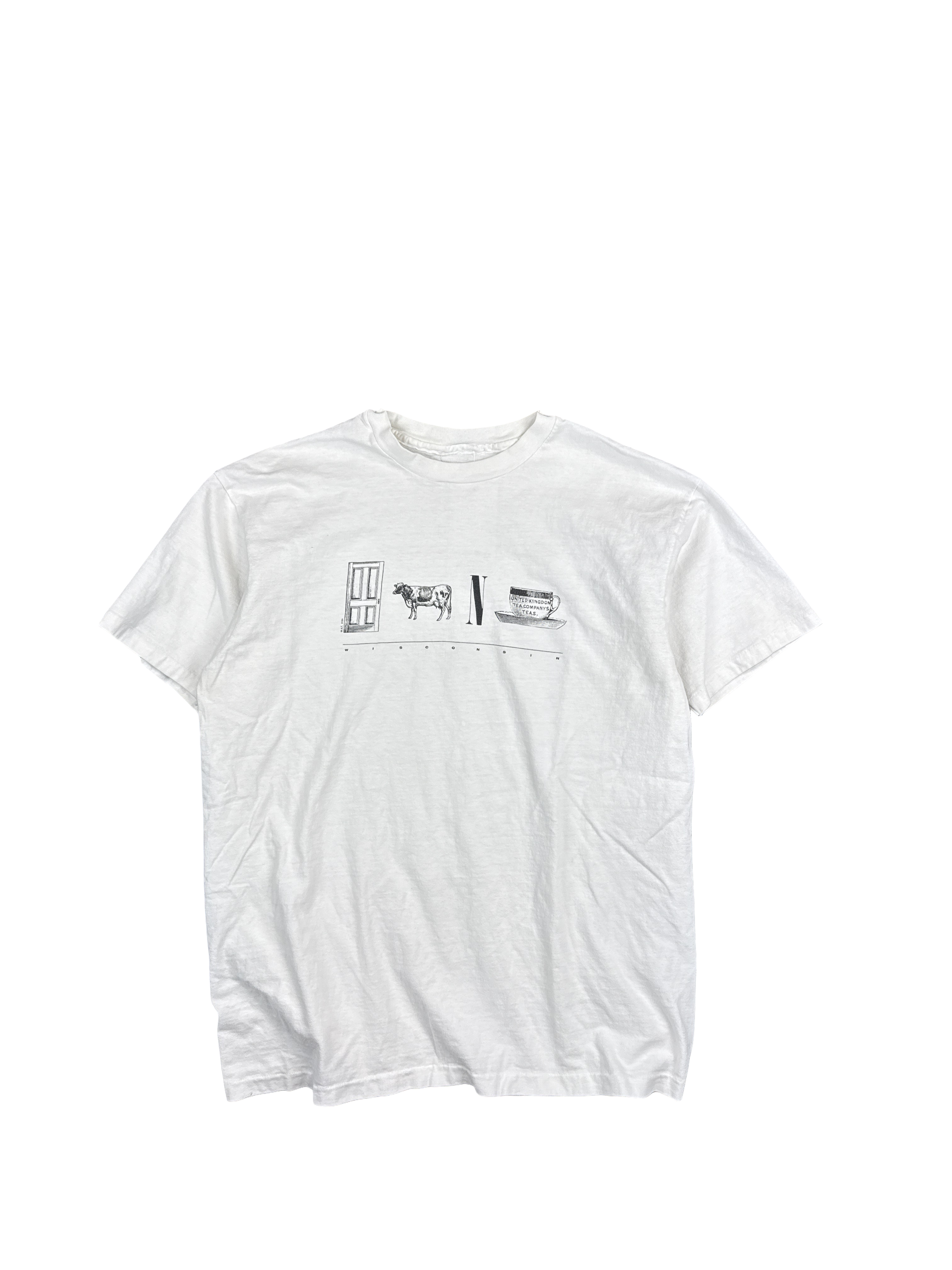 Minimal Graphic Cow and Teacup T-Shirt (M)