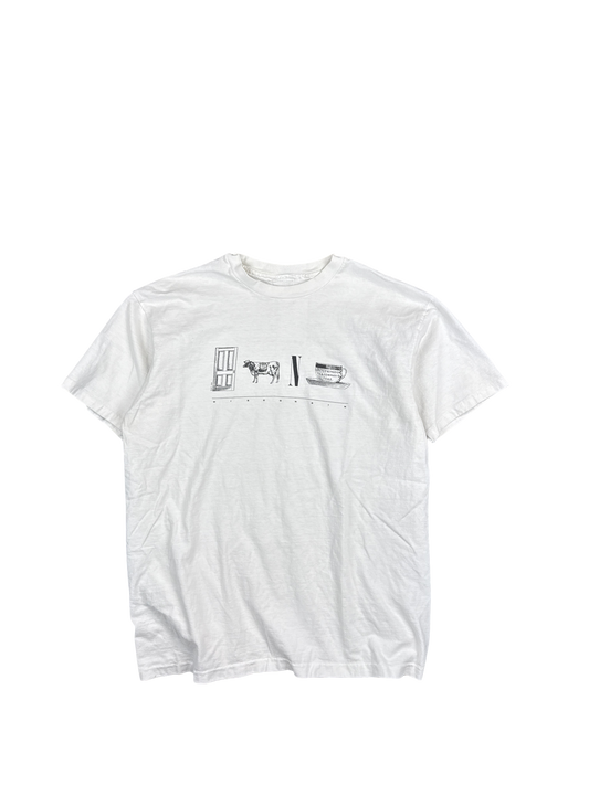 Minimal Graphic Cow and Teacup T-Shirt (M)