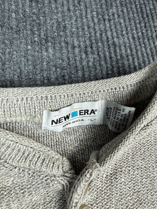 New Era Textured Cotton Henley Pullover (L)