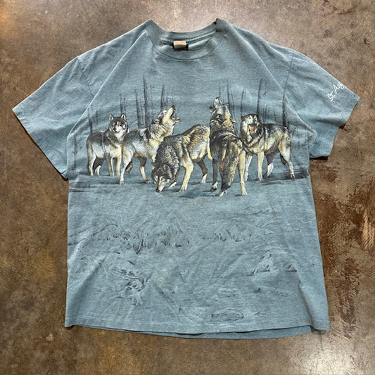 Blue AOP Wolves Tee