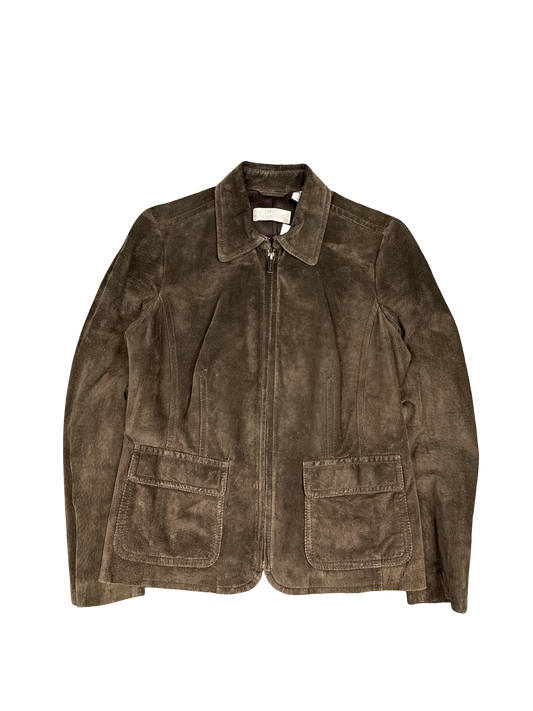 Liz Claiborne Brown Suede Zip Jacket (S)