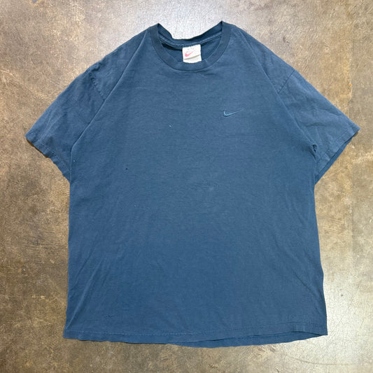 Vintage Faded Blue Nike T-Shirt — Small Swoosh Logo