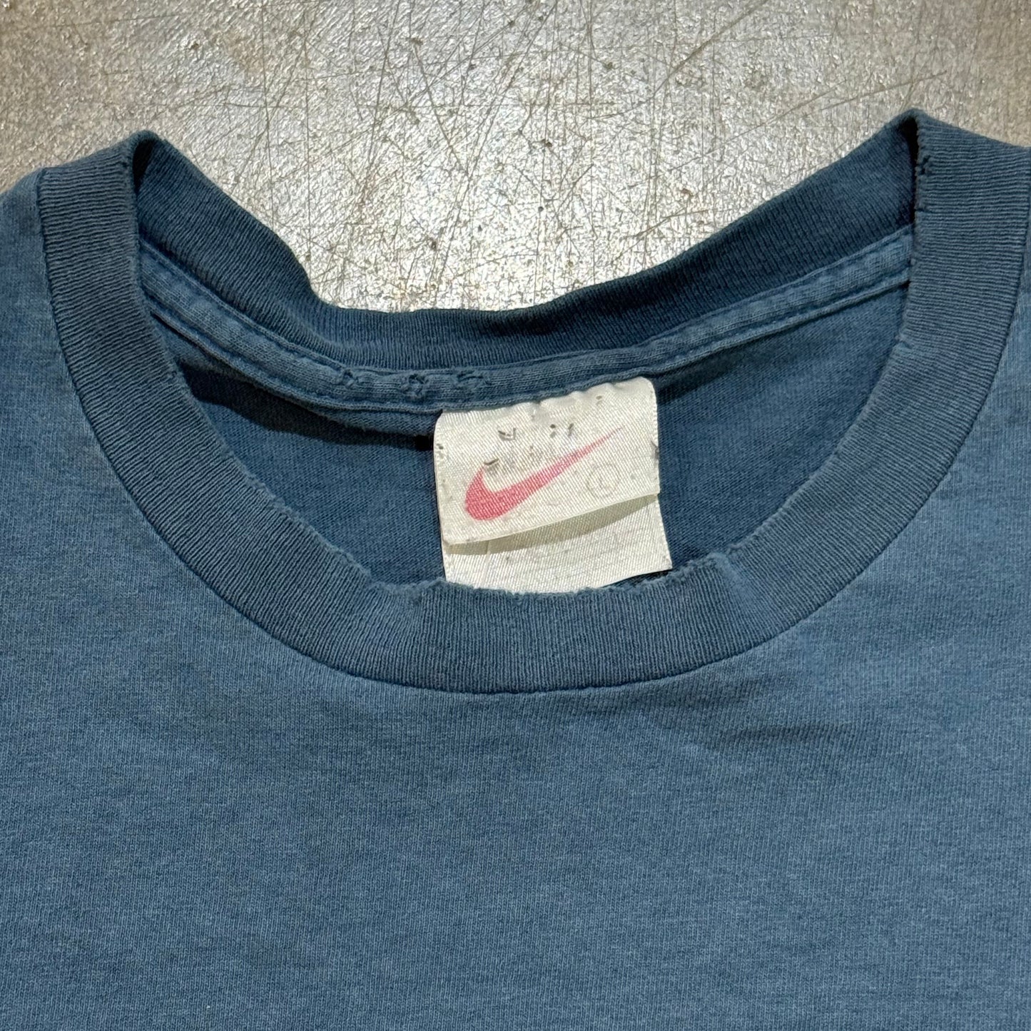 Vintage Faded Blue Nike T-Shirt — Small Swoosh Logo