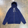 Vintage Navy Polo Ralph Lauren Zip Hoodie — Embroidered Pony Logo