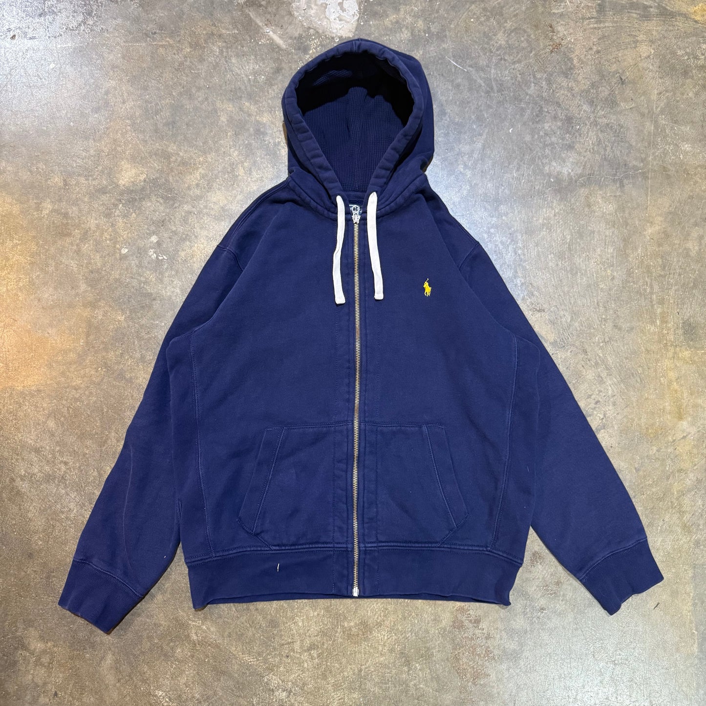 Vintage Navy Polo Ralph Lauren Zip Hoodie — Embroidered Pony Logo