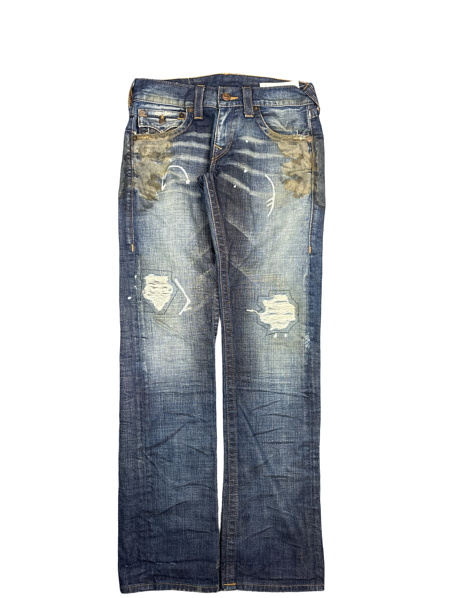 True Religion Ricky Distressed Bootcut Jeans (30x34)