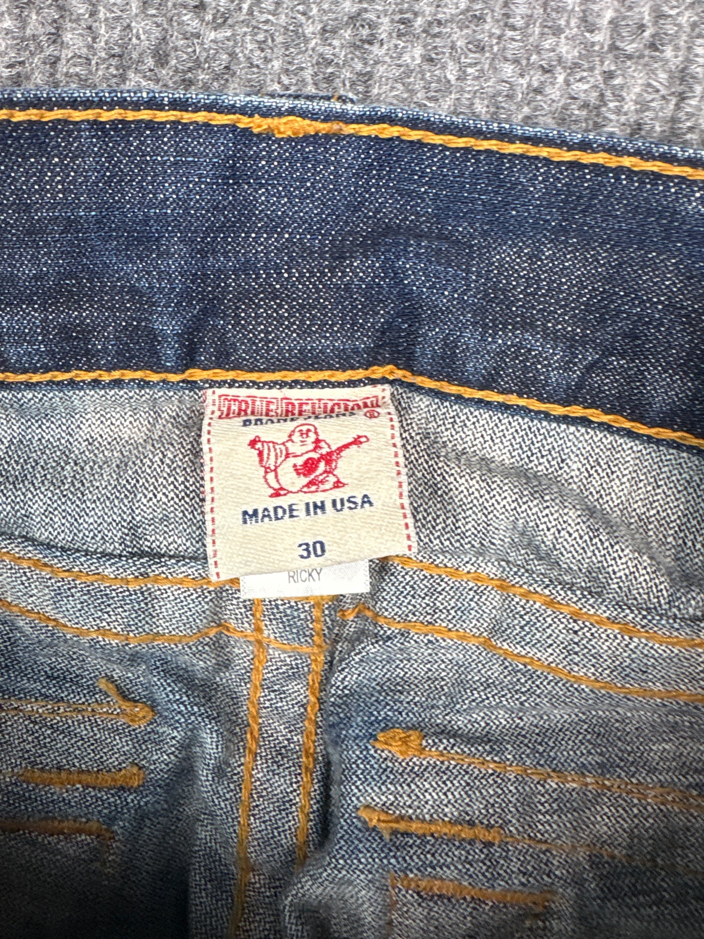 True Religion Ricky Distressed Bootcut Jeans (30x34)