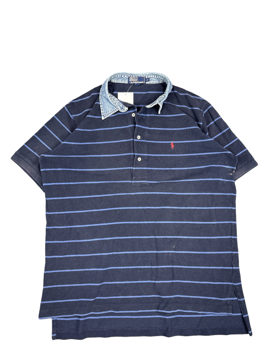 Polo Ralph Lauren Denim Collar Striped Polo Shirt (XL)